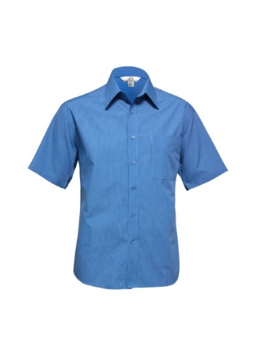 Picture of Biz Collection Mens Micro Check Shirt Short Sleeve 50% Cotton 50% Polyester